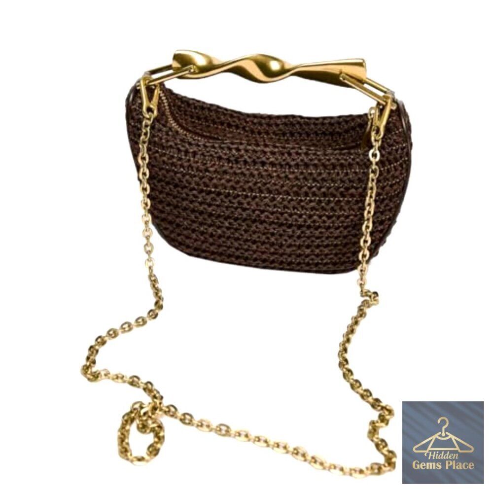 Mini Straw Crossbody Bag with 2 Straps Summer Satchel Purse Woven - Picture 4 of 7